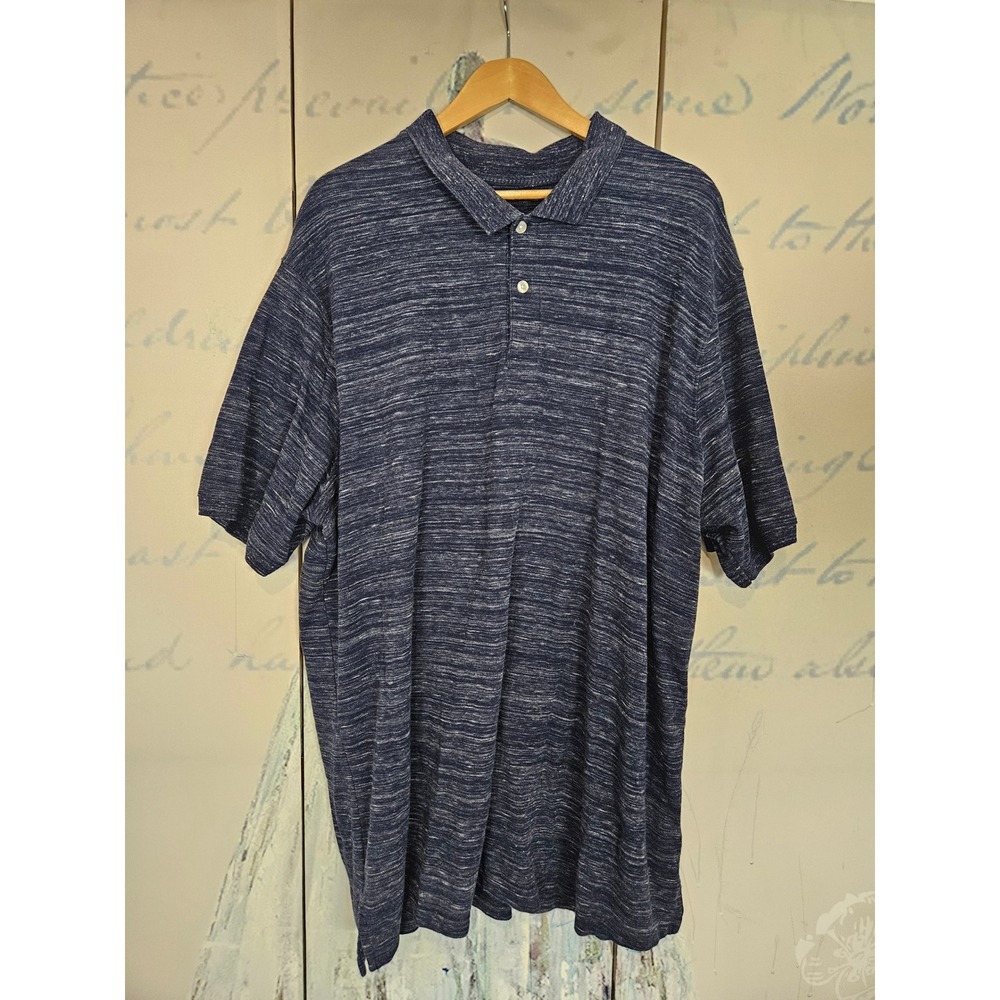 Harbor Bay Polo Shirt 4XLT Blue Space Dye Heathered Short Sleeve Big and Tall